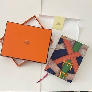 Hermès Orange Box with Blue Notebook